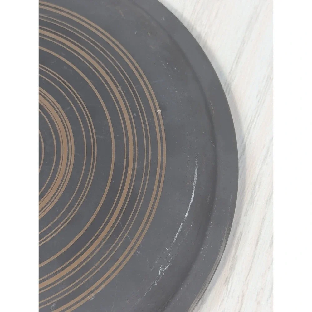 Pyrex Terra Black brown circles vintage 20-c 22 replacement lid 1 Qt tab handles